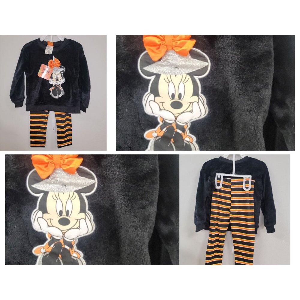 Disney Minnie Mouse Halloween Pajama Set With Striped Pants 3T